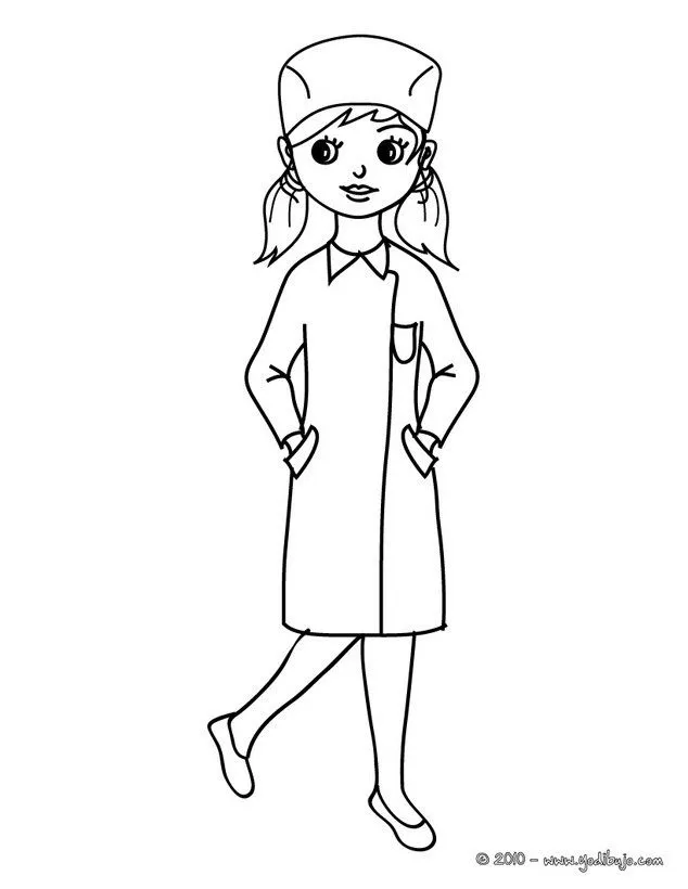 Dibujos de DISFRACES para colorear - Vestido de Enfermera Dibujos de DISFRACES para colorear - Vestido de Enfermera