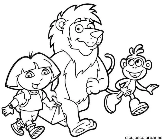 Dibujo de Dora la exploradora y sus amigos | Dibujos para Colorear