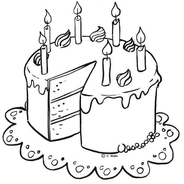 Dibujo de pastel de cumpleaños para colorear » Actividades infantil