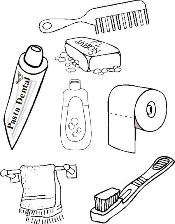 Dibujos de elementos de aseo personal para pintar | Colorear imágenes Dibujos de elementos de aseo personal para pintar | Colorear imágenes