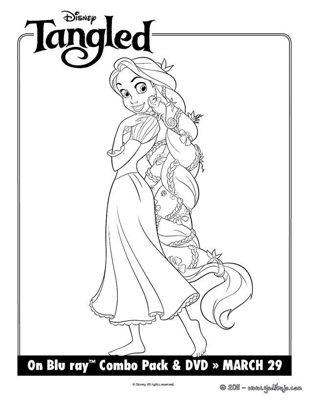 Dibujos ENREDADOS para colorear - Rapunzel con pelo enredado Dibujos ENREDADOS para colorear - Rapunzel con pelo enredado