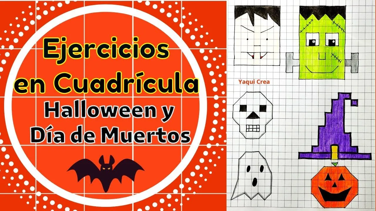 Dibujos fáciles en Cuadrícula Día de Halloween y Día de Muertos - YouTube Dibujos fáciles en Cuadrícula Día de Halloween y Día de Muertos - YouTube