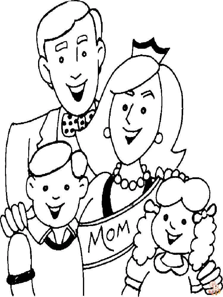 Dibujos familia para colorear para niños - GBcolorear