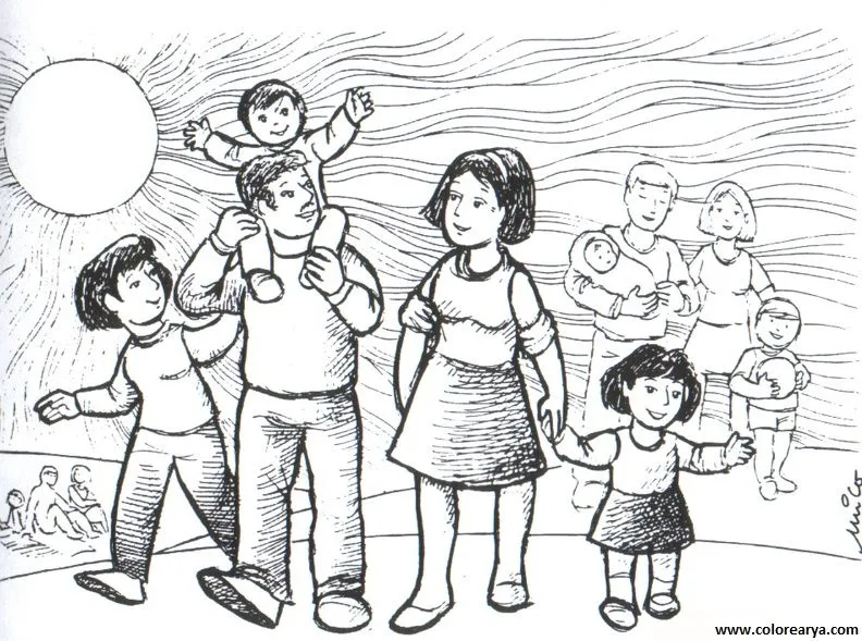 Familia de 5 para colorear - Imagui