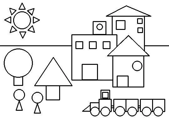 Dibujos de trenes con formas geometricas - Imagui