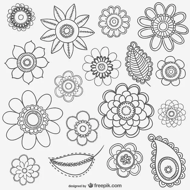 Dibujos de flores en blanco y negro | Descargar Vectores gratis
