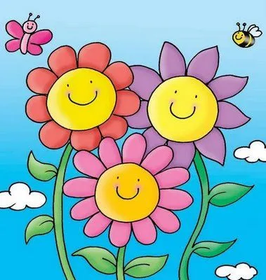 Dibujos de flores con color - Imagui