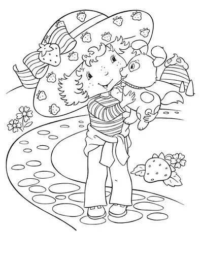 DIBUJO PARA COLOREAR DE TARTA DE FRESA Y PERRITO : ACTIVIDADES ...