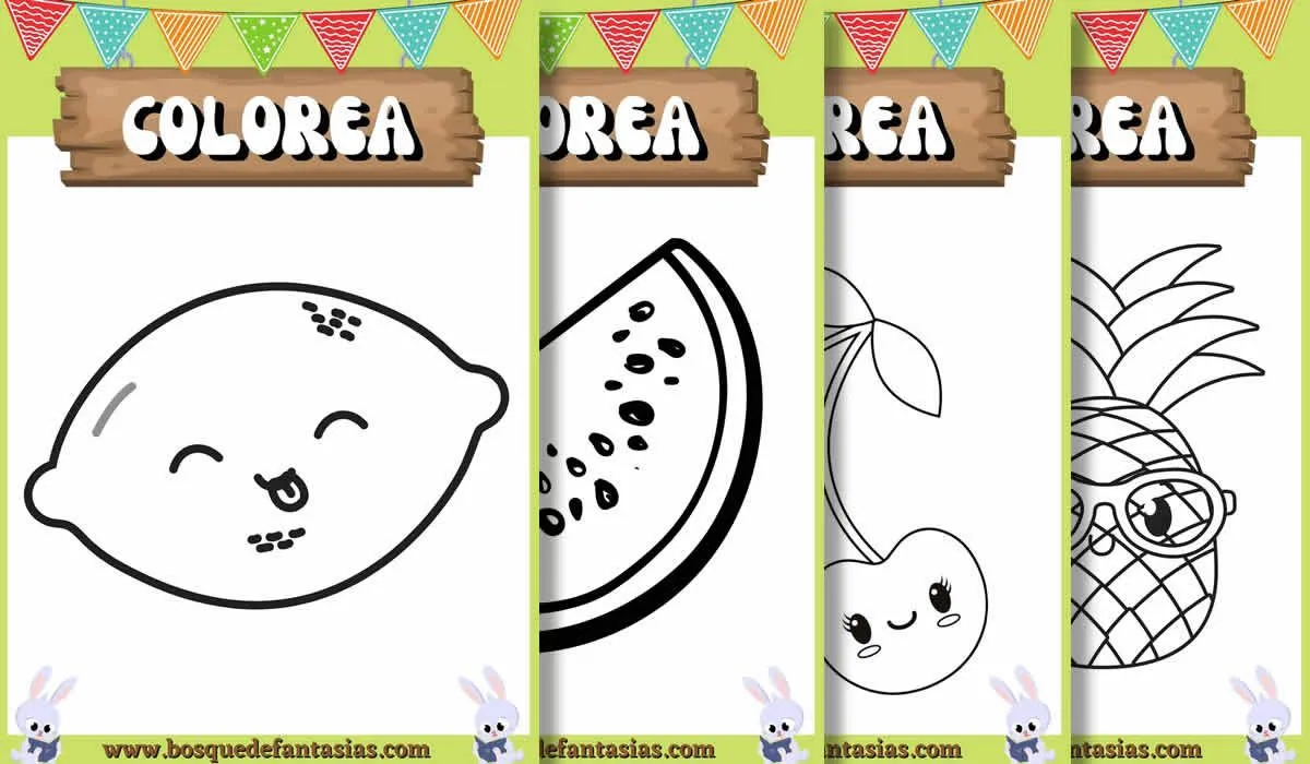 Dibujos de frutas para colorear y pintar: Fáciles de imprimir para niños