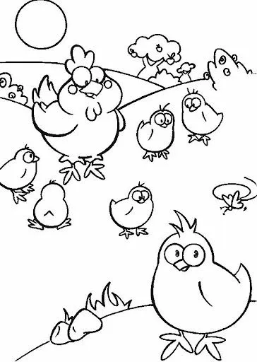 Dibujos de gallos y gallinas para colorear - Manualidades Infantiles