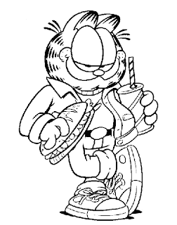 Dibujos de Garfield para colorear: Dibujo de Garfield con un sandwich ... Dibujos de Garfield para colorear: Dibujo de Garfield con un sandwich ...