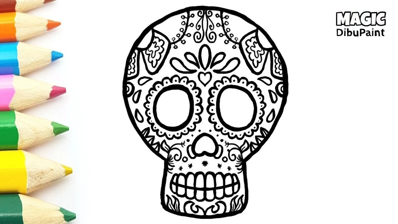 Dibujos Halloween | Catrina para Dia de Muertos | Dibujar y colorear catrina  mexicana - YouTube