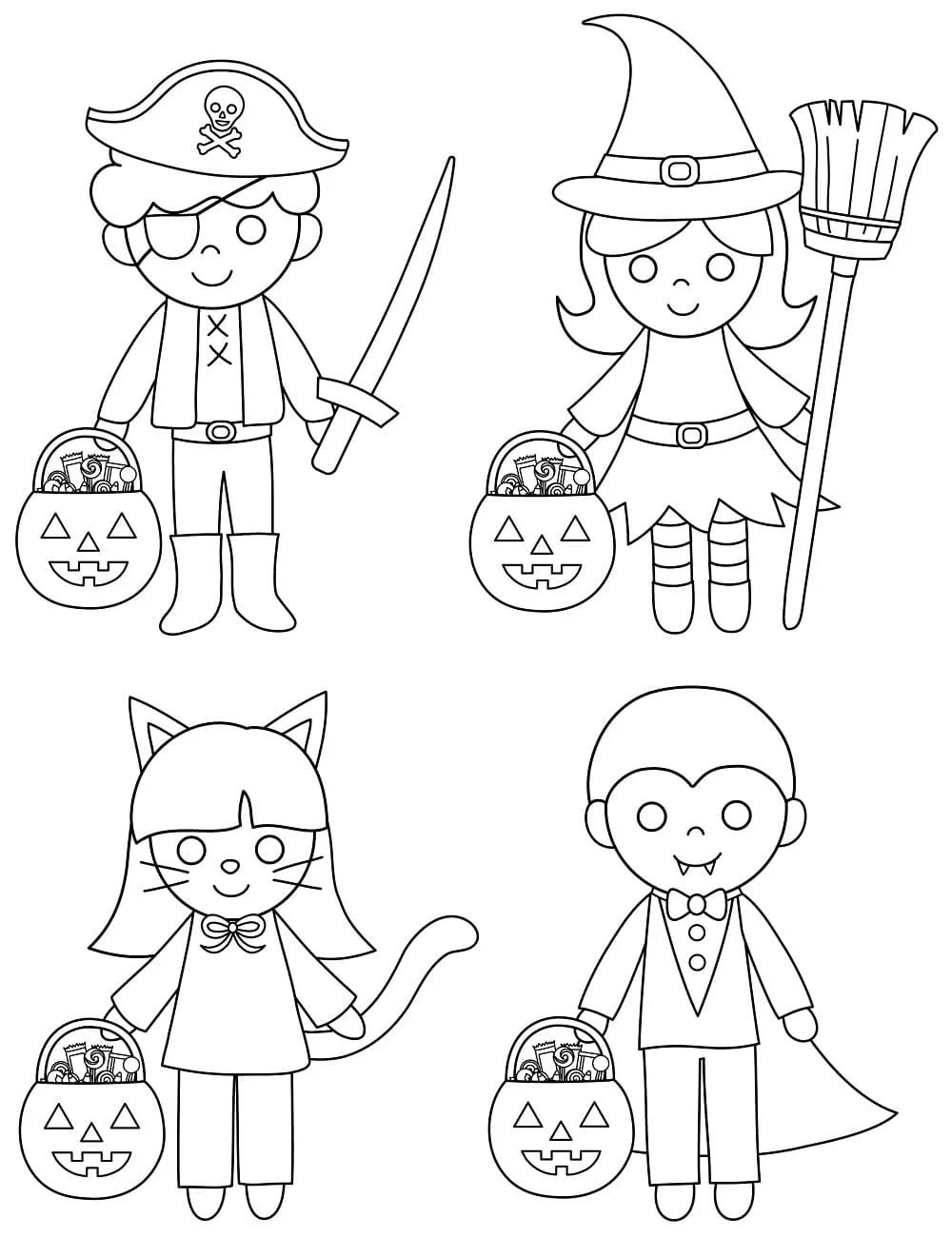 Dibujos de Halloween "truco o trato" para colorear