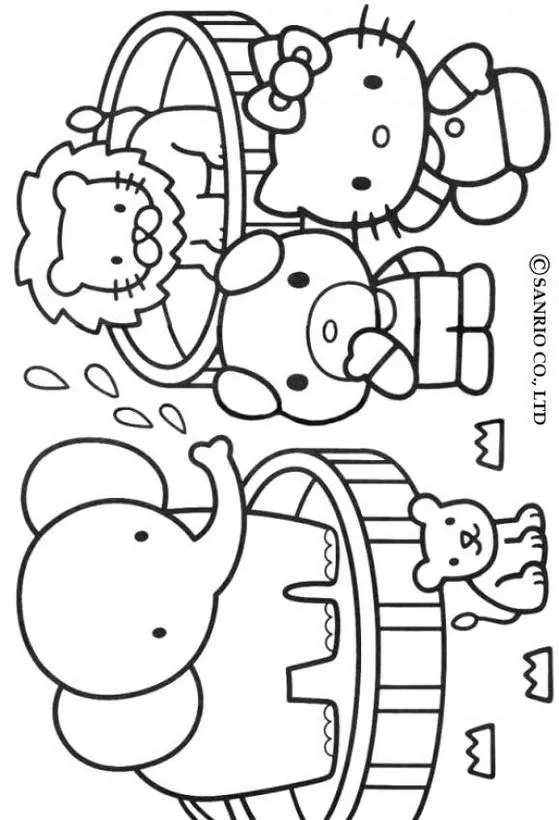 Dibujos HELLO KITTY para colorear, hello kitty zoológico para imprimir