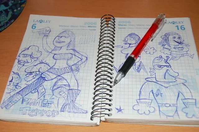 De la serie: "Dibujos hechos a boli en una agenda de hoja ...