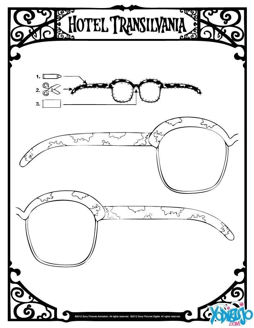 Dibujos de HOTEL TRANSILVANIA para colorear - GAFAS para recortar y Dibujos de HOTEL TRANSILVANIA para colorear - GAFAS para recortar y
