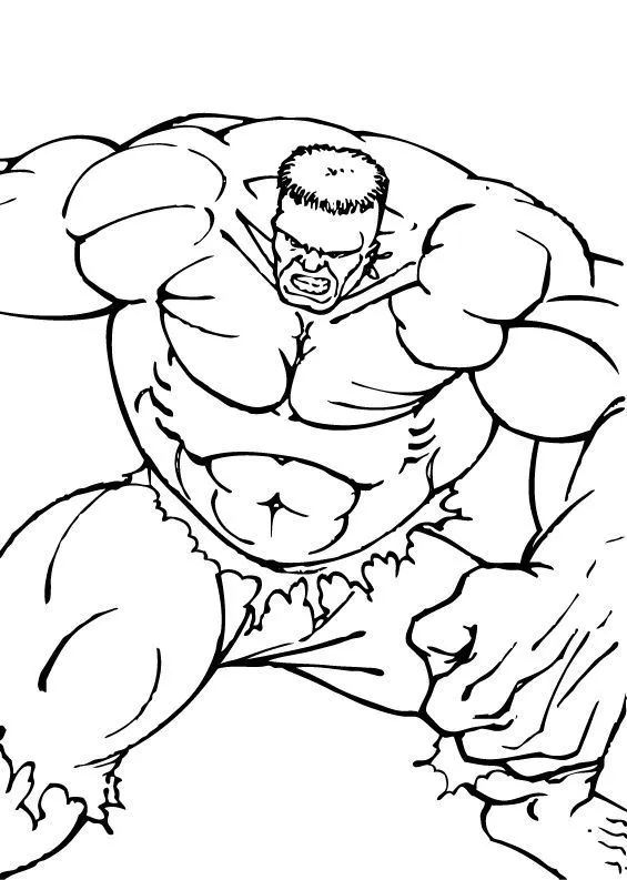 Dibujos de Hulk para colorear, Hulk y sus músculos para imprimir