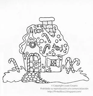 Dibujos para imprimir y colorear: Dibujo de la casita de dulces de ... Dibujos para imprimir y colorear: Dibujo de la casita de dulces de ...