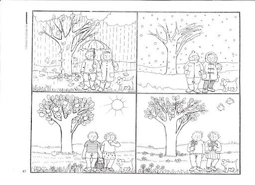Dibujos para colorear de las estaciones del año para Preescolar ...