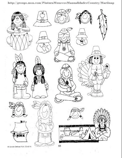 DIBUJOS DE INDIOS PARA PINTAR Y RECORTAR