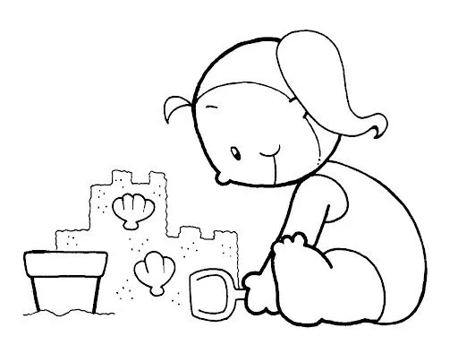 Ninos Jugando En La Playa Para Colorear