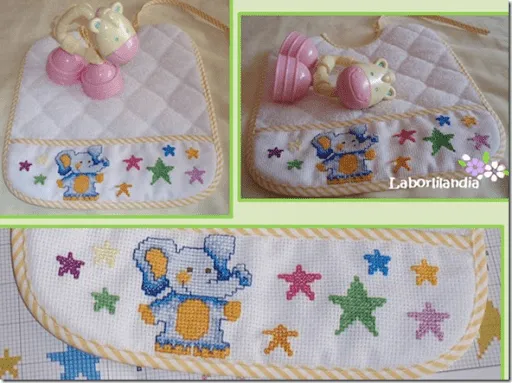 Letras de punto de cruz infantiles para baberos - Imagui