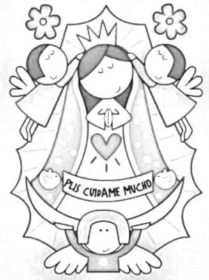 Dibujos infantiles de la Vírgen de Guadalupe para colorear ... Dibujos infantiles de la Vírgen de Guadalupe para colorear ...