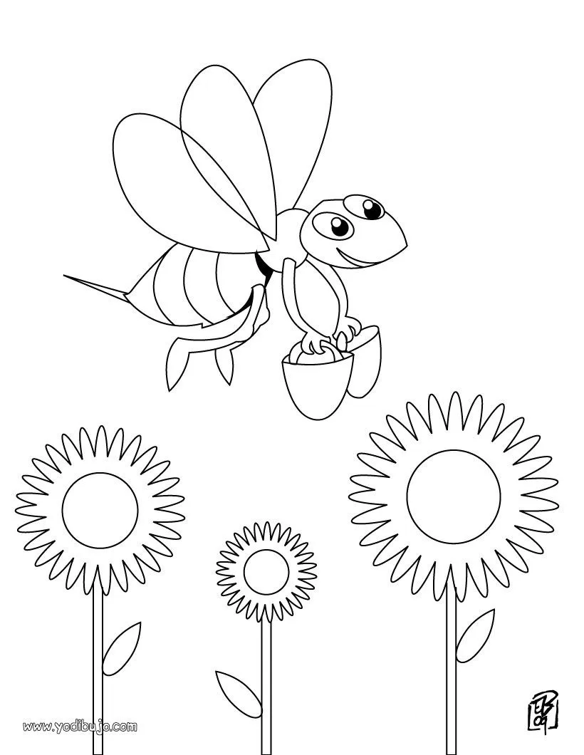 Dibujos INSECTOS para colorear, avispa para imprimir
