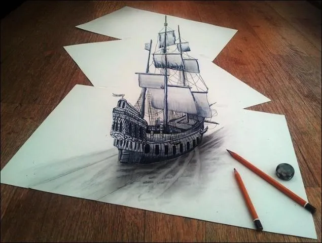 Dibujos a lapiz en 3D dificiles - Imagui