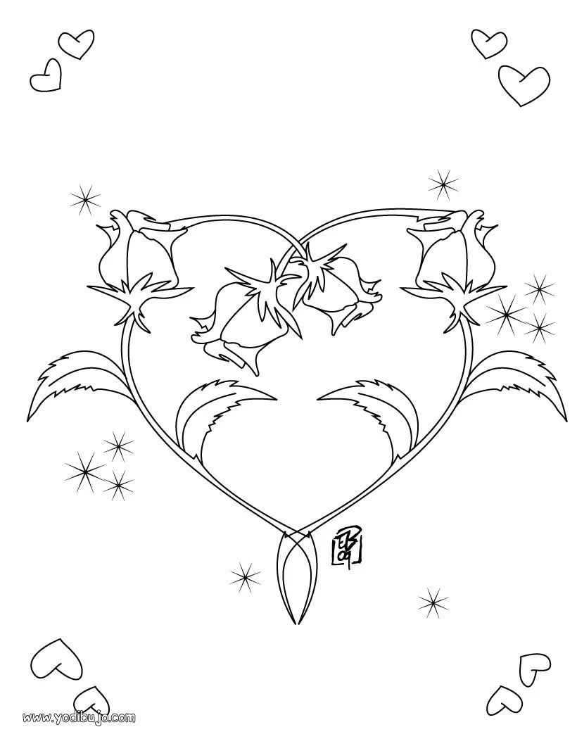 Dibujos de CORAZONES para colorear - Caja regalo corazón
