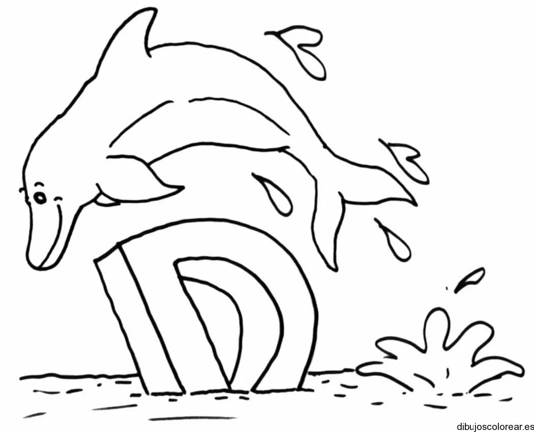 Dibujo de la letra D con delfines | Dibujos para Colorear Dibujo de la letra D con delfines | Dibujos para Colorear