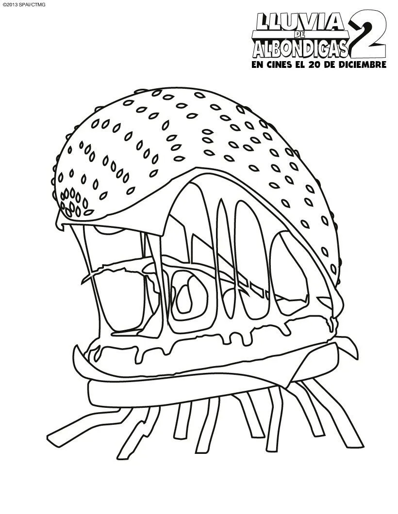 Dibujos de LLUVIA DE ALBONDIGAS 2 para colorear - Burgeraña Dibujos de LLUVIA DE ALBONDIGAS 2 para colorear - Burgeraña