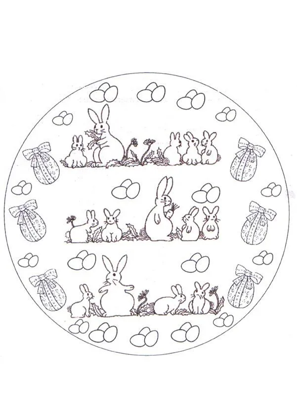 Dibujos de MANDALAS DE ANIMALES para colorear - Mandala conejitos Dibujos de MANDALAS DE ANIMALES para colorear - Mandala conejitos