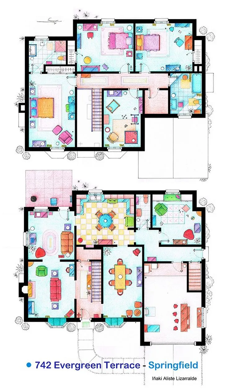 Dibujos a mano de los planos de las casas más famosas de series de Tv y películas por Iñaki Aliste Lizarralde Dibujos a mano de los planos de las casas más famosas de series de Tv y películas por Iñaki Aliste Lizarralde