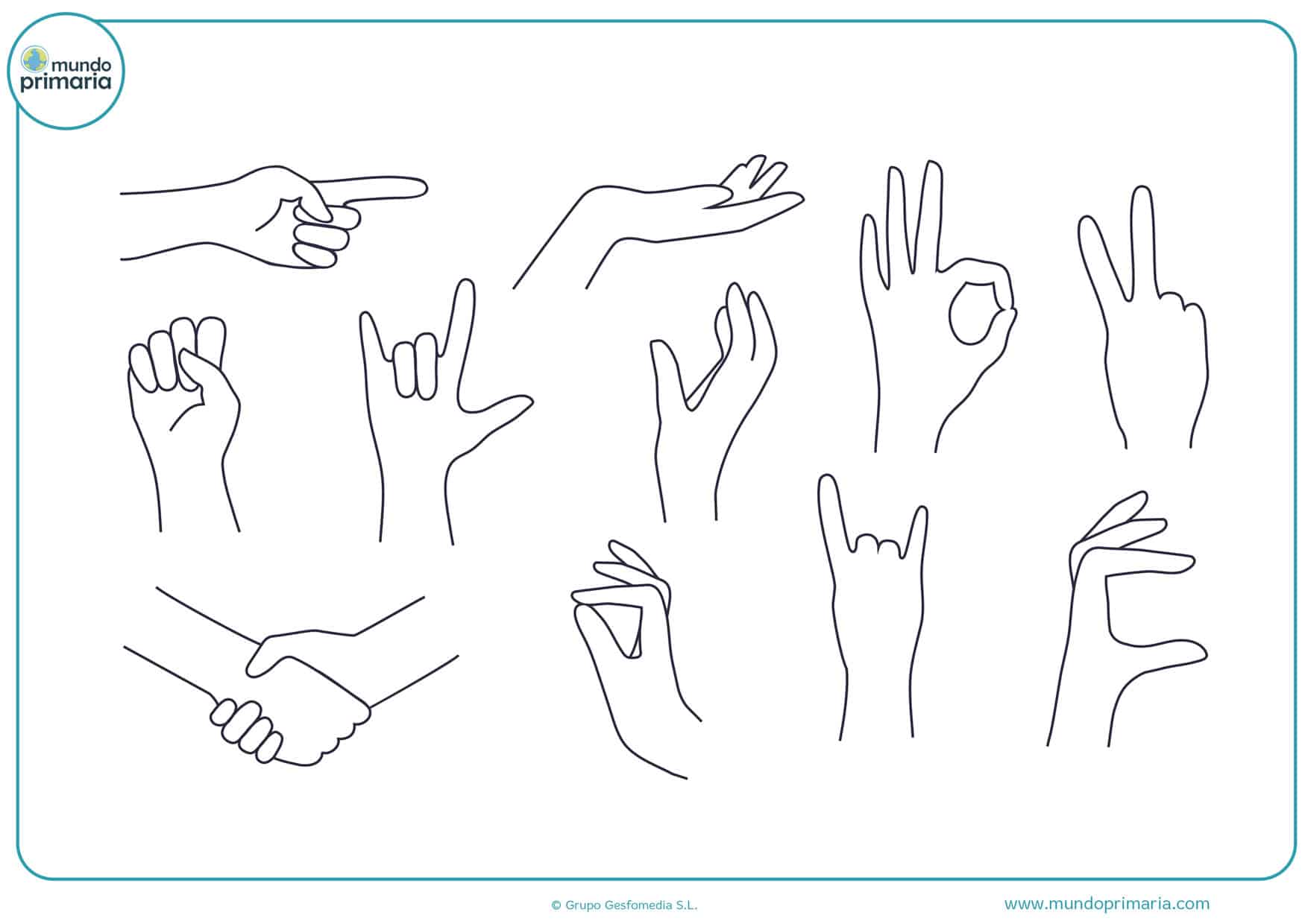 Dibujos de manos para Colorear - Mundo Primaria Dibujos de manos para Colorear - Mundo Primaria