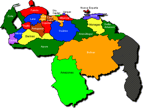 Dibujos del mapa de Venezuela con los estados - Imagui