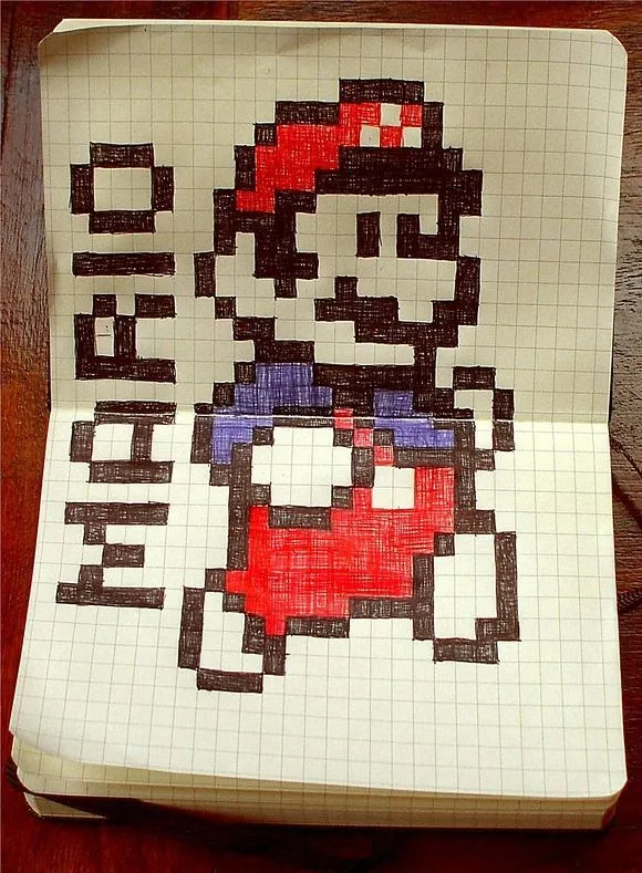 Dibujo de Mario Bros en una libreta Tecnología,Internet ...