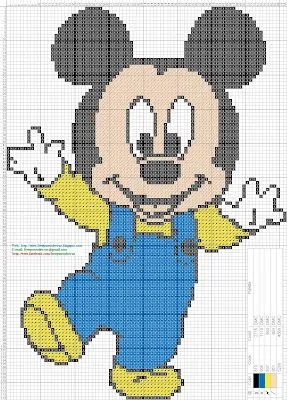 Punto de cruz Mickey Mouse bebé - Imagui