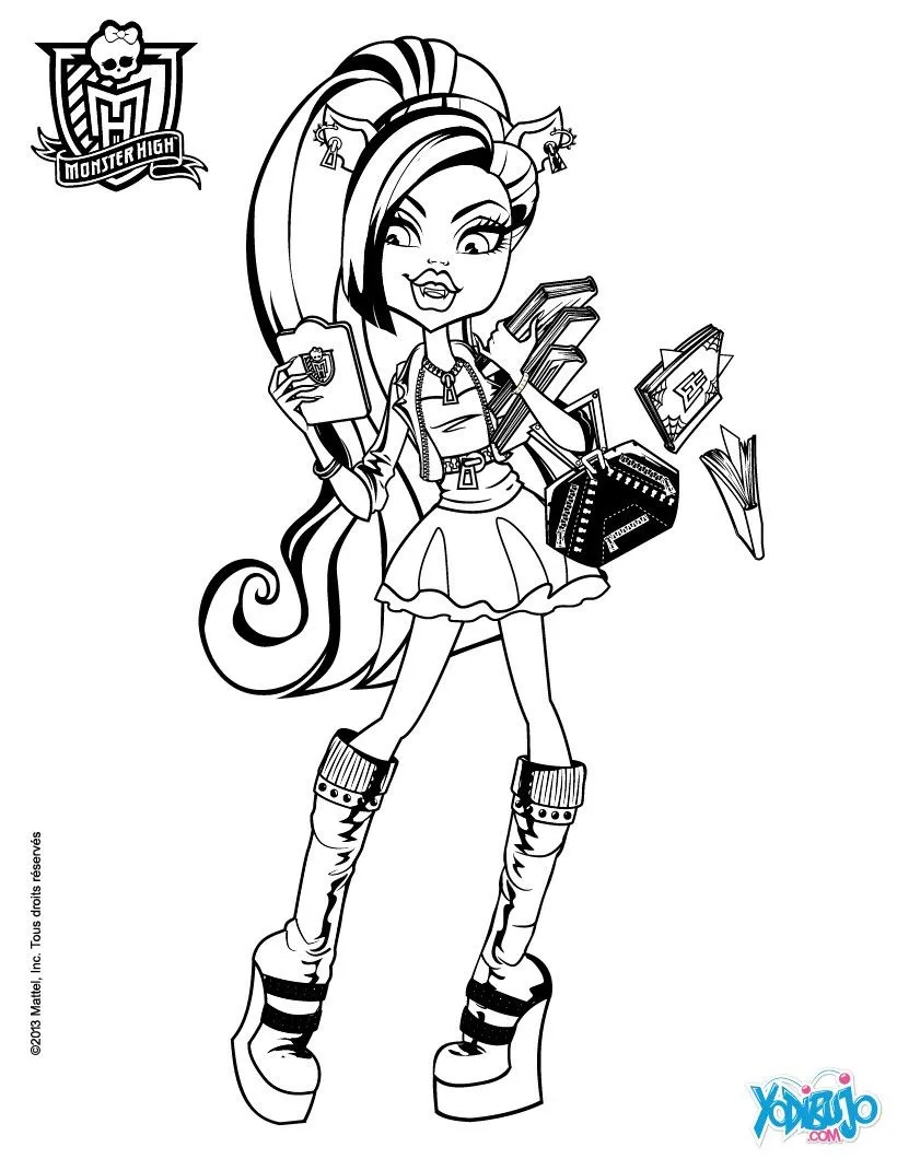 Dibujos MONSTER HIGH para colorear - Clawdeen Wolf leyendo Dibujos MONSTER HIGH para colorear - Clawdeen Wolf leyendo