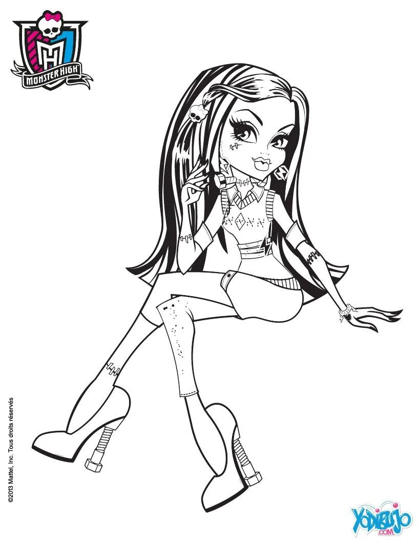 Dibujos MONSTER HIGH para colorear - Frankie Stein sentada