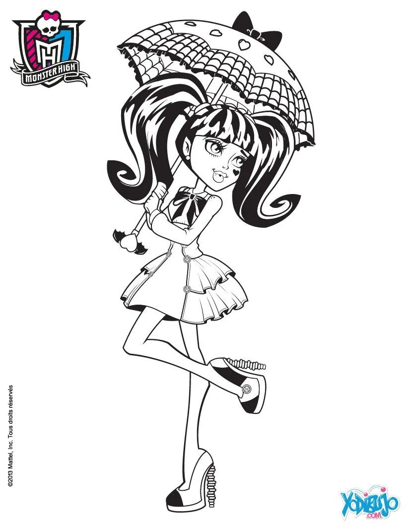 Dibujos MONSTER HIGH para colorear - Paraguas de Draculaura Dibujos MONSTER HIGH para colorear - Paraguas de Draculaura