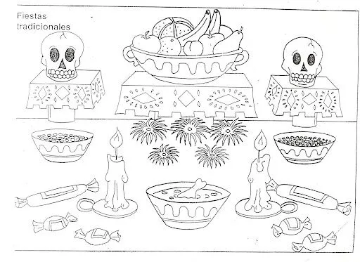 Dibujos dia de muertos para colorear