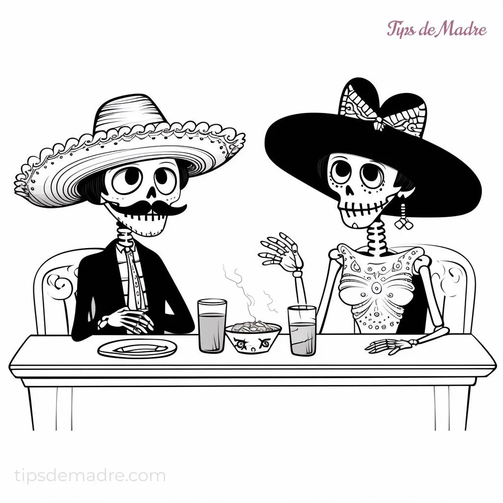 Dibujos de día de muertos para colorear e imprimir para niños - Tips de  Madre