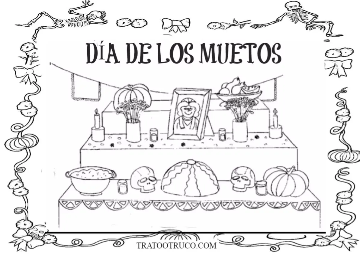 Dibujos día de los muertos para colorear | Trato o truco Dibujos día de los muertos para colorear | Trato o truco