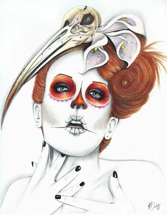 Dibujos día de los muertos hechos con colores Prismacolor