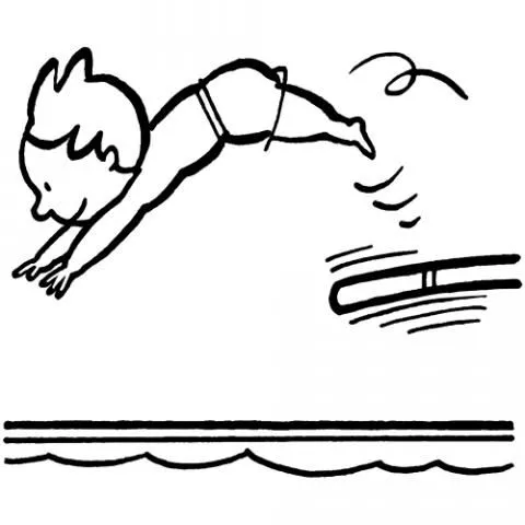 Dibujos de Niño tirándose desde un trampolín para colorear