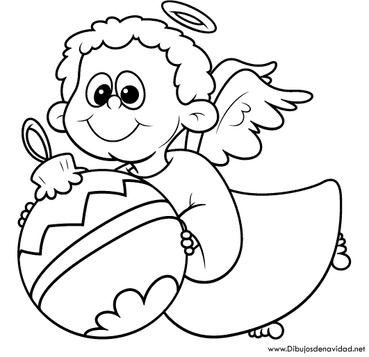 Dibujos de Navidad - Angel con bola para colorear Dibujos de Navidad - Angel con bola para colorear
