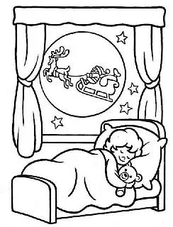 DIBUJOS NAVIDAD INFANTILES:NIÑOS DURMIENDO Y PAPA NOEL VOLANDO CON ...