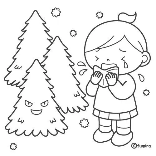 Pinto Dibujos: Niña alérgica al polen para colorear Pinto Dibujos: Niña alérgica al polen para colorear