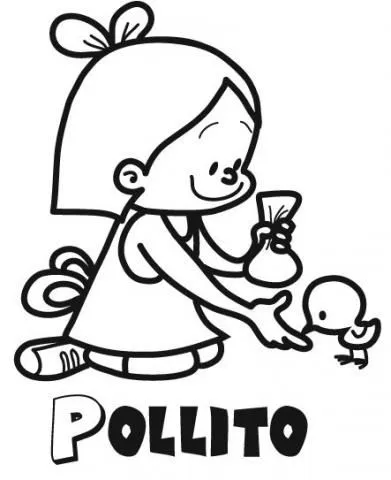 Imprimir dibujos para colorear : Niña con pollito